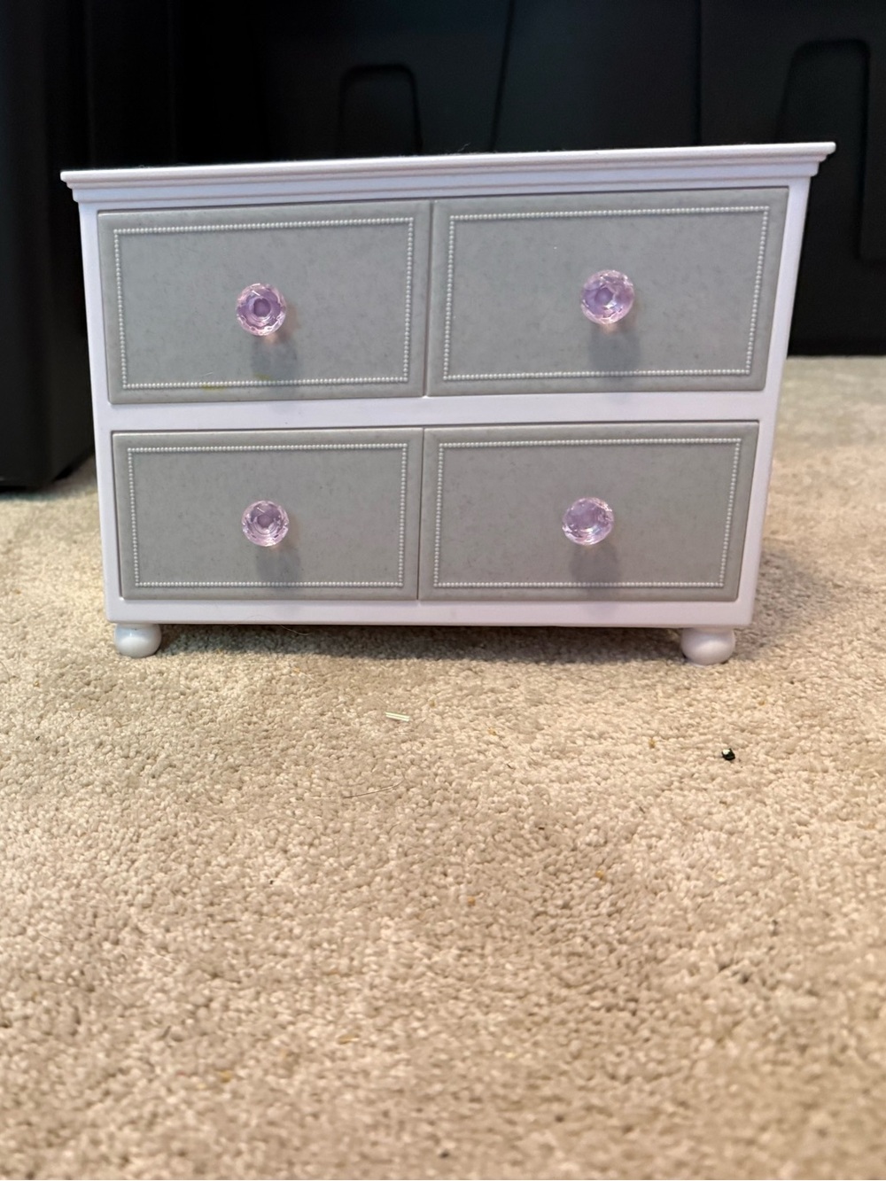 Children's White Jewelry Dresser with Light Pink Knobs